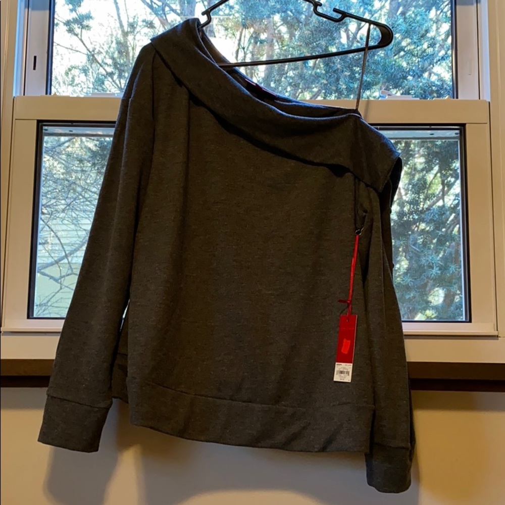 NWT Gray Off-The-Shoulder Top